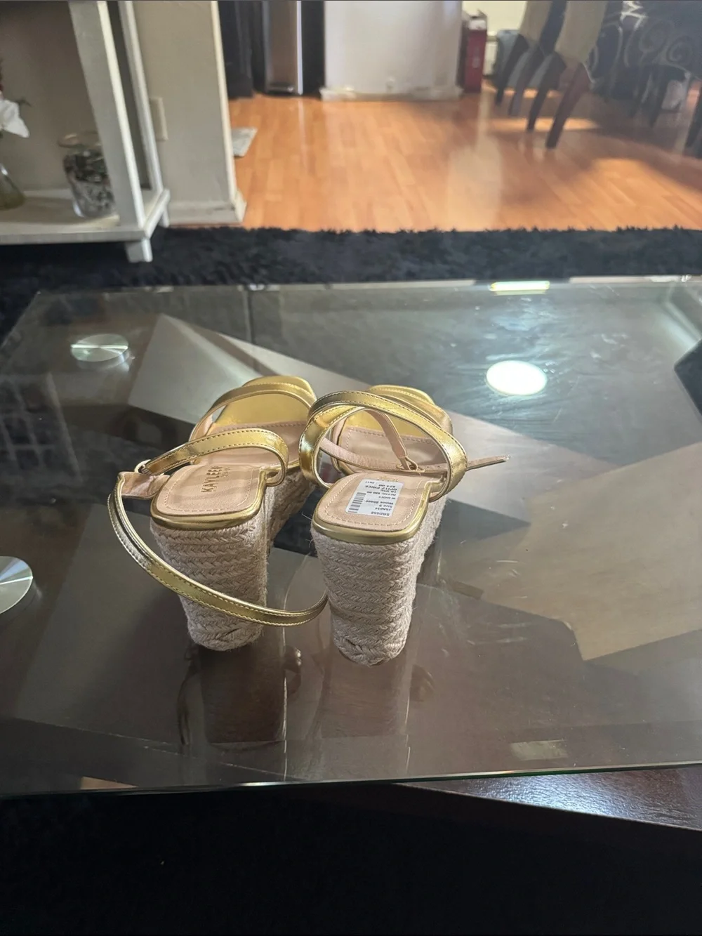 Kayleen Collections Gold Metallic Espadrille Platform Sandals
